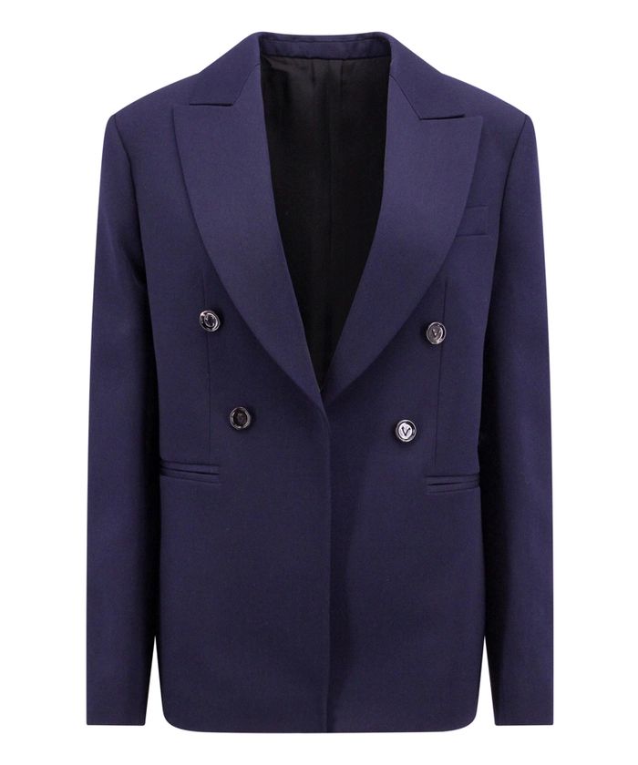 BOTTEGA VENETA Women's Blue Double-Breasted Wool Jacket - FW23 Collection