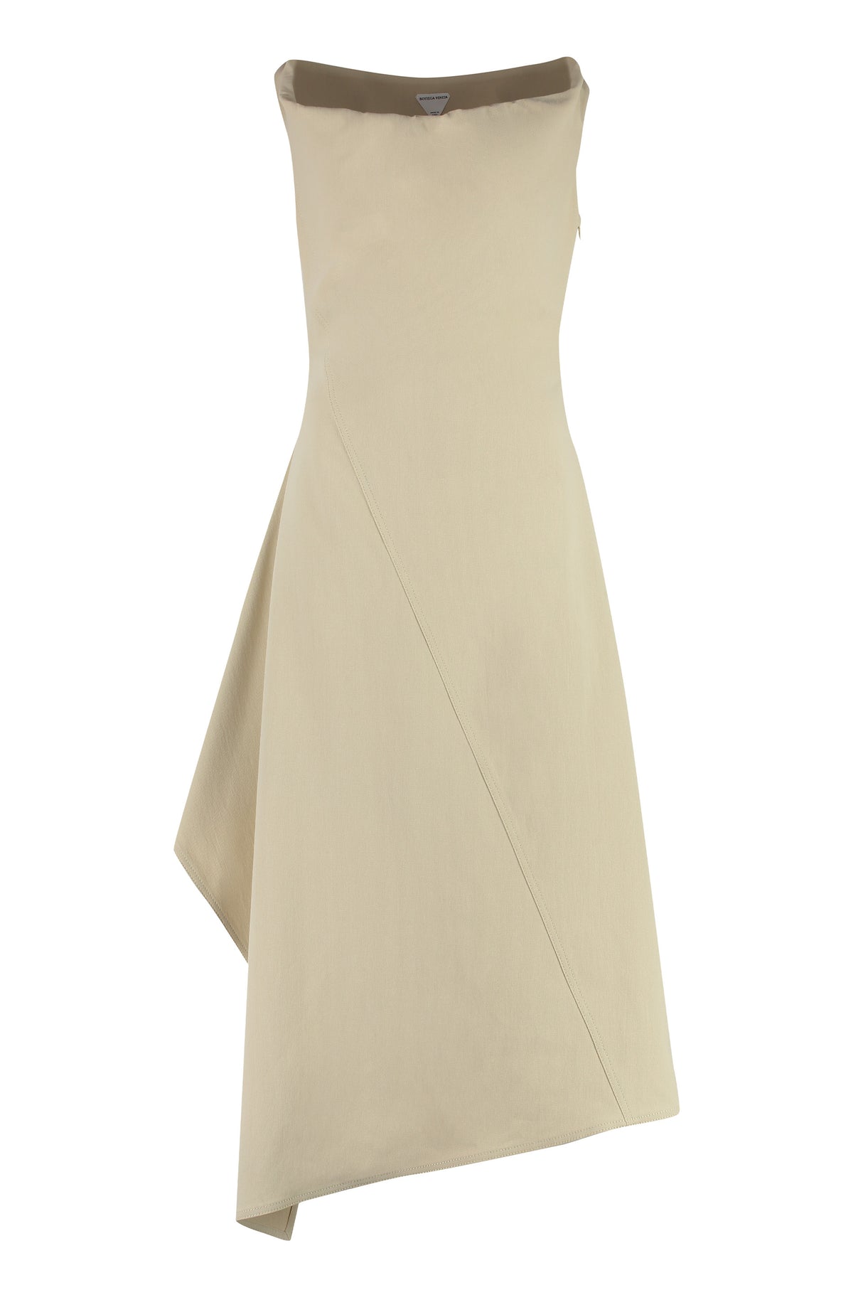 BOTTEGA VENETA Women's Beige Asymmetric Cotton Midi-Dress for SS23