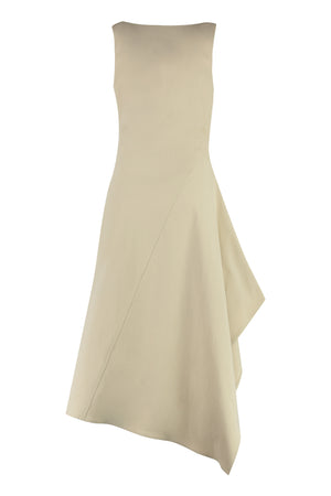 BOTTEGA VENETA Women's Beige Asymmetric Cotton Midi-Dress for SS23