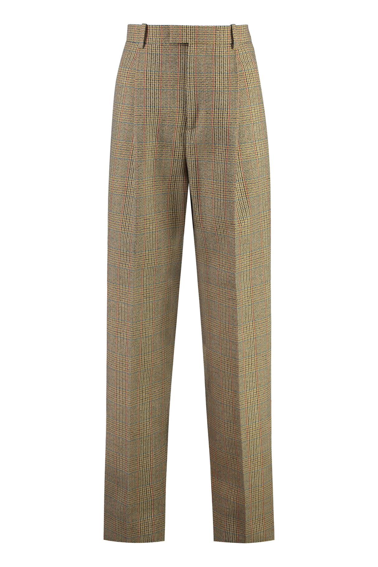 BOTTEGA VENETA Prince of Wales Checkered Wool Blend Trousers