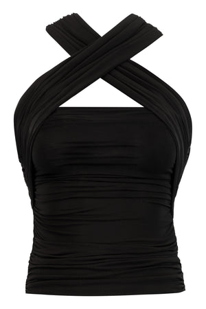 قميص أسود بتصميم متموج للنساء - مجموعة FW23