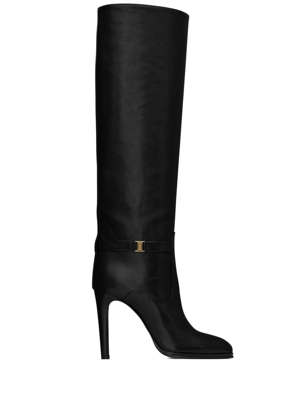 SAINT LAURENT Sophisticated Grained Leather Stiletto Boot