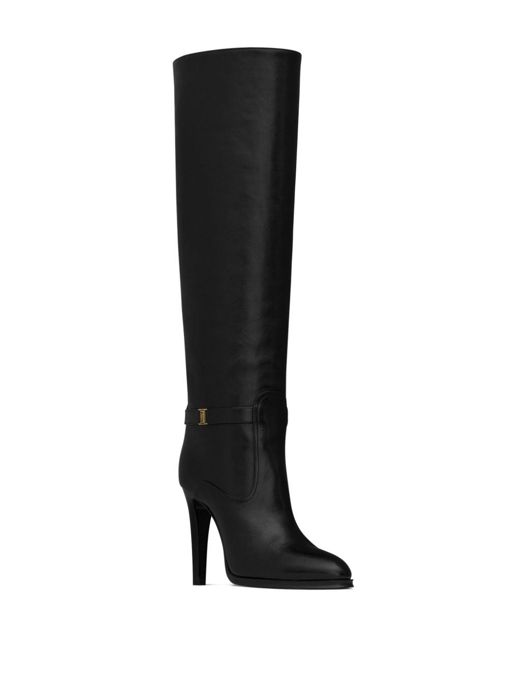 SAINT LAURENT Sophisticated Grained Leather Stiletto Boot