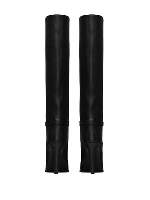 SAINT LAURENT Sophisticated Grained Leather Stiletto Boot