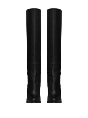 SAINT LAURENT Sophisticated Grained Leather Stiletto Boot