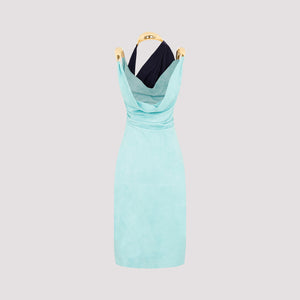 BOTTEGA VENETA Blue Suede Midi Dress with Metal Detail for Women