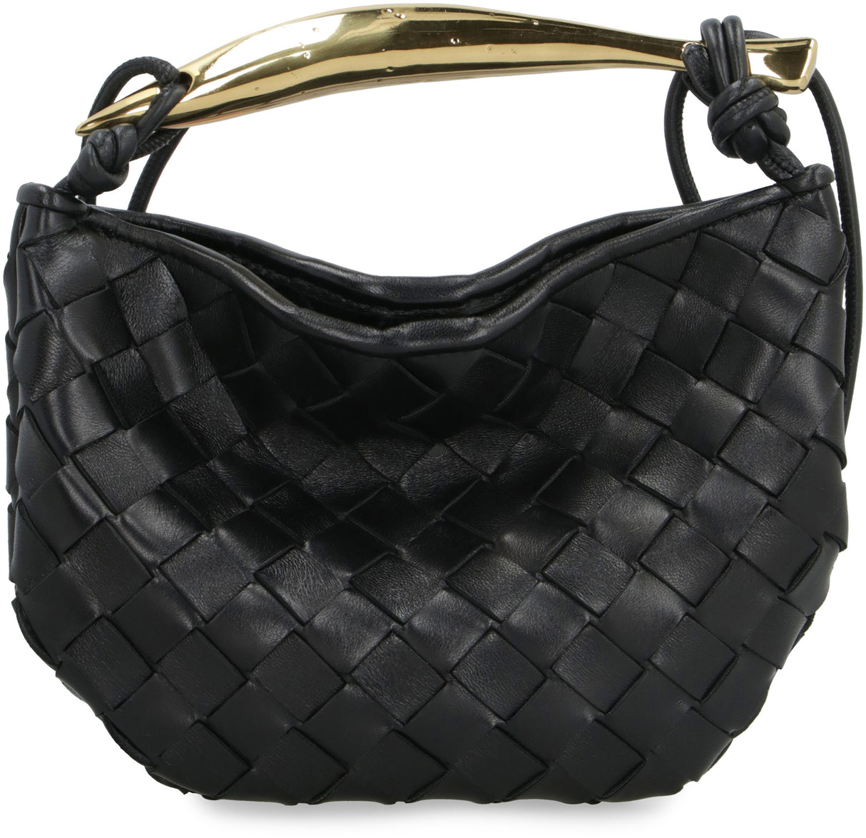 BOTTEGA VENETA Mini Sardine Intrecciato Leather Crossbody Bag with Gold-Tone Hardware - Black, 20x12 cm