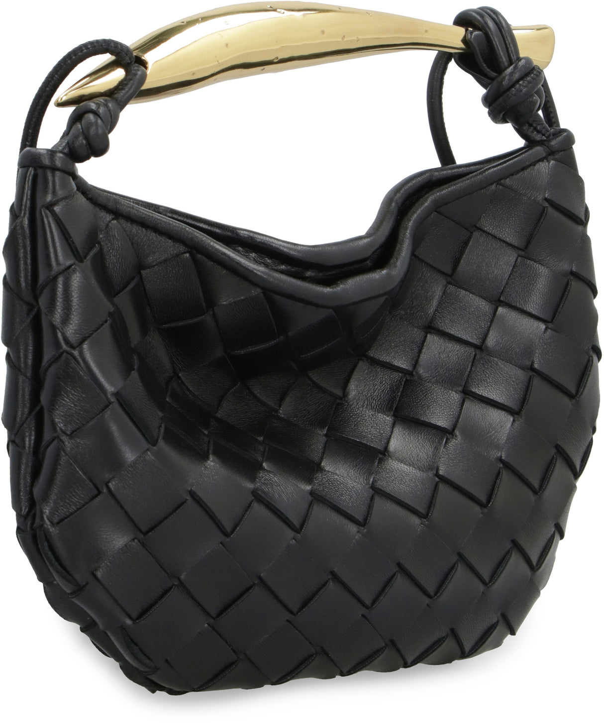 BOTTEGA VENETA Mini Sardine Intrecciato Leather Crossbody Bag with Gold-Tone Hardware - Black, 20x12 cm