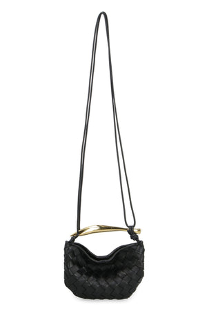 BOTTEGA VENETA Mini Sardine Intrecciato Leather Crossbody Bag with Gold-Tone Hardware - Black, 20x12 cm