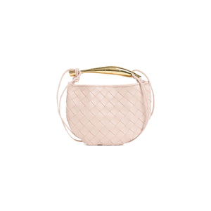 Mini Sardine Crossbody Bag in White Lambskin with Intrecciato Pattern