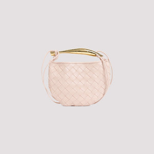 Mini Sardine Crossbody Bag in White Lambskin with Intrecciato Pattern