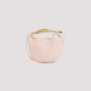 Mini Sardine Crossbody Bag in White Lambskin with Intrecciato Pattern