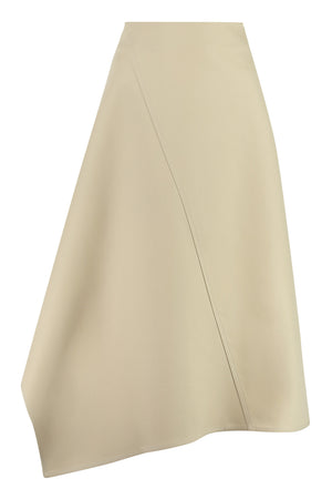 Beige Cotton Asymmetric Midi Skirt - SS23 Collection