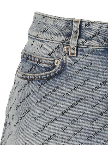 Chân váy jean mini có in logo khắp nơi dành cho nữ - Bộ sưu tập SS24