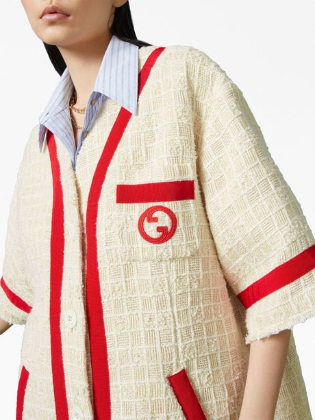 刺繍入り半袖ジャケット ホワイト・女性用 - FW23コレクション