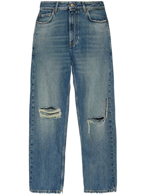 BALENCIAGA Distressed Wide-Leg Denim Jeans