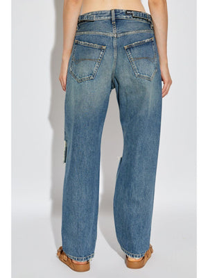 BALENCIAGA Distressed Wide-Leg Denim Jeans