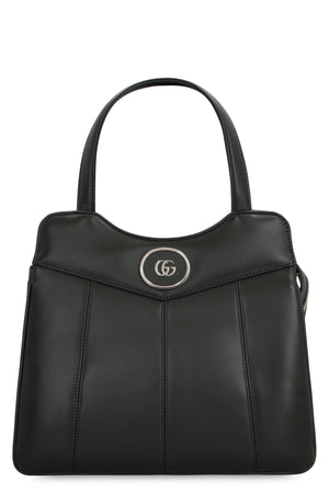 Petite GG Small Shopping Handbag in Black Leather with Palladium Hardware