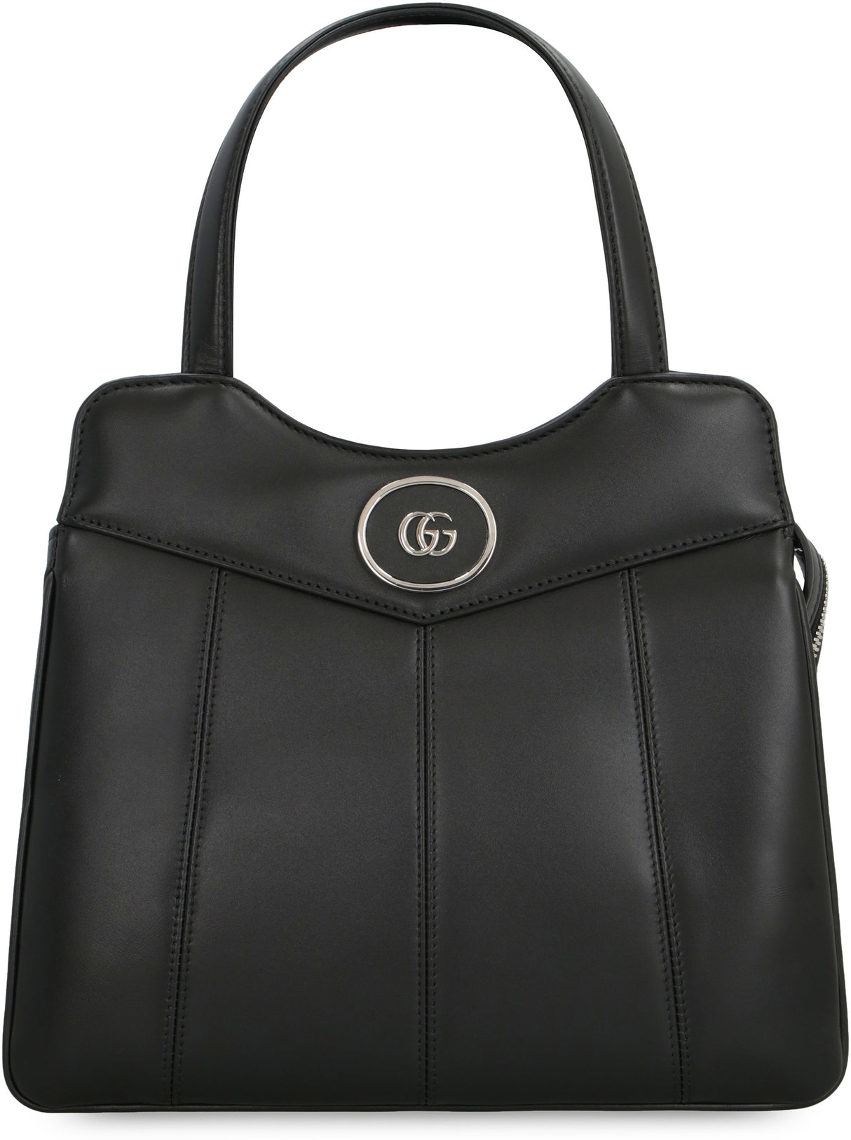 GUCCI Petite Black Leather Mini Shopper with Palladium Accents and Chain Strap, 21x28x6.5 cm