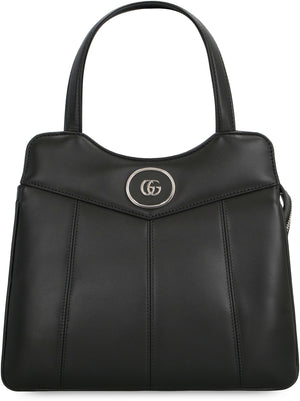 Petite GG Small Shopping Handbag in Black Leather with Palladium Hardware