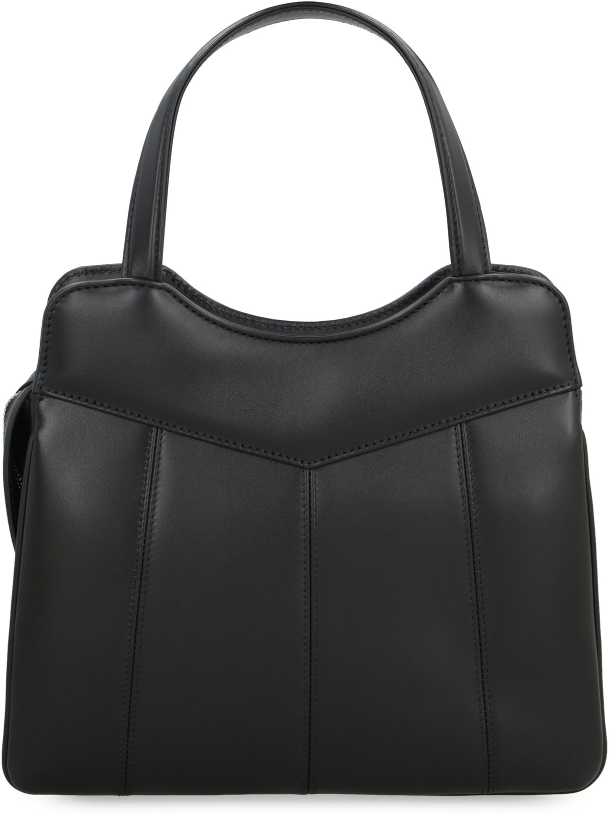 Petite GG Small Shopping Handbag in Black Leather with Palladium Hardware