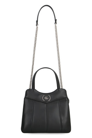 Petite GG Small Shopping Handbag in Black Leather with Palladium Hardware