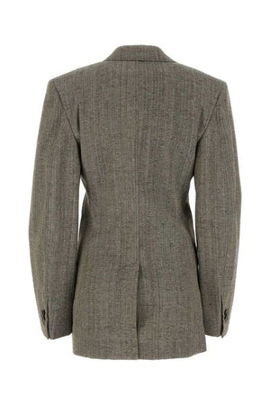 Raffia Single Breasted Blazer in Beige for Women