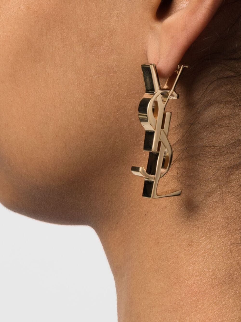 SAINT LAURENT Elegant Metallic Monogram Earrings for Women