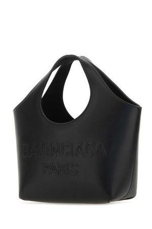 حقيبة يد قماشية سوداء XS بتصميم أصلي للنساء - جلد عجل ناعم، شعار منقوش، قطع فضية اللون