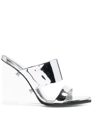 ALEXANDER MCQUEEN Silver Mirror Sandals for Women (FW23)