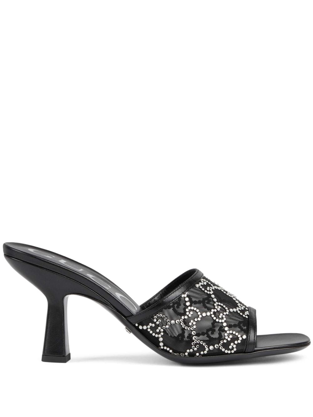 GUCCI Black Crystal-Embellished Mid-Heel Sandals for Women