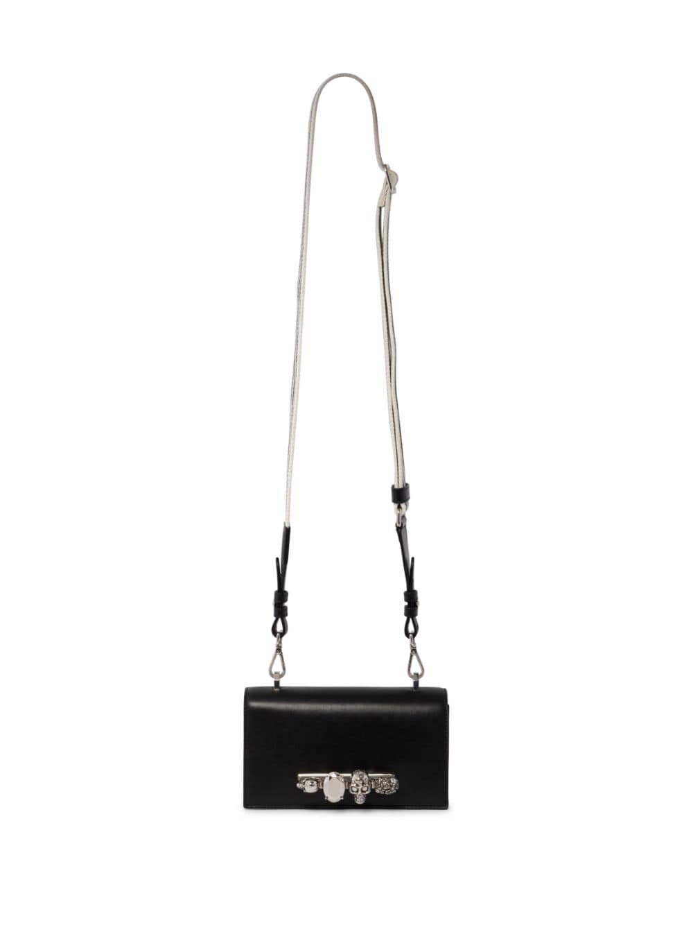 ALEXANDER MCQUEEN Luxurious Black Leather Men's Satchel with Signature Knuckle Metal Handle