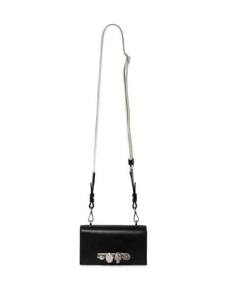 高級な黒い革製メンズサッチェルバッグ　アレキサンダー·マックイーンの秘密針金付きメタルハンドル
