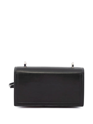 ALEXANDER MCQUEEN Luxurious Black Leather Men's Satchel with Signature Knuckle Metal Handle