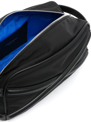 ALEXANDER MCQUEEN Men's Black Leather Harness Wash Bag - FW23 Collection