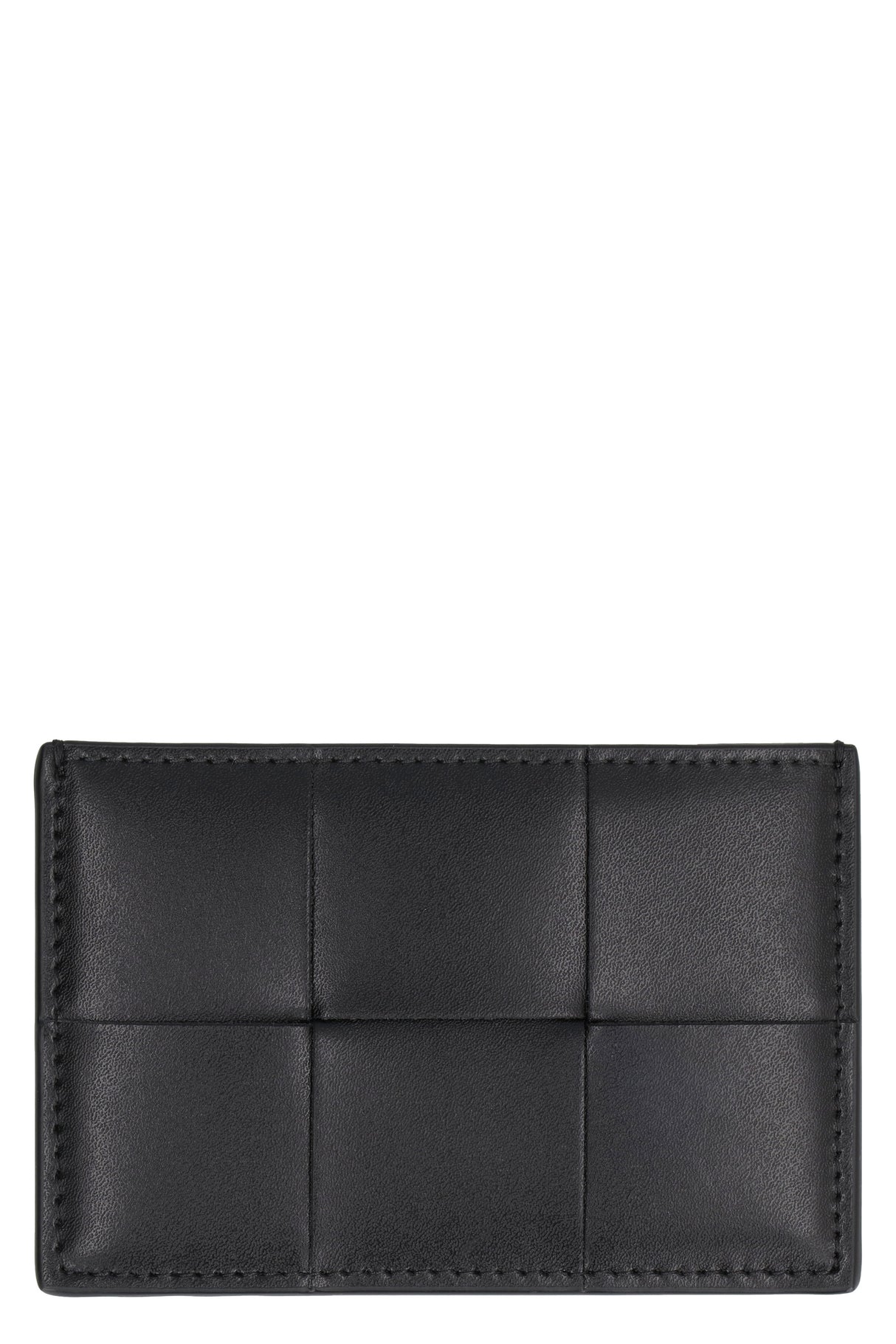 BOTTEGA VENETA Men's Black Leather Cassette Cardholder for SS24