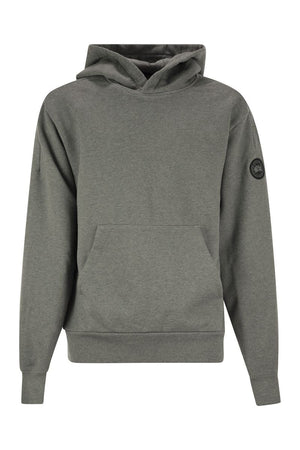 CANADA GOOSE Men's Relaxed Fit Hooded Sweatshirt with Black Logo - Hip Length