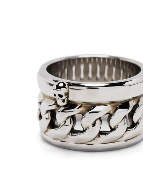 Modern Silver Chain Ring for Men