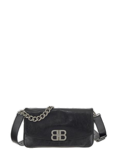 BALENCIAGA Elegant Black Soft Flap Shoulder Bag