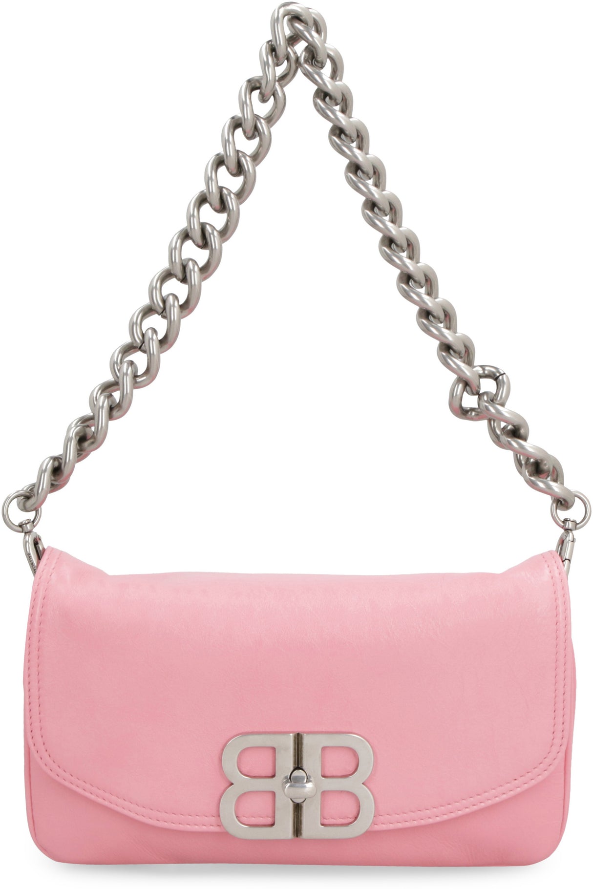 BALENCIAGA Soft Leather Crossbody Handbag | Flap Closure with Internal Zippered Pocket | Pink, FW23