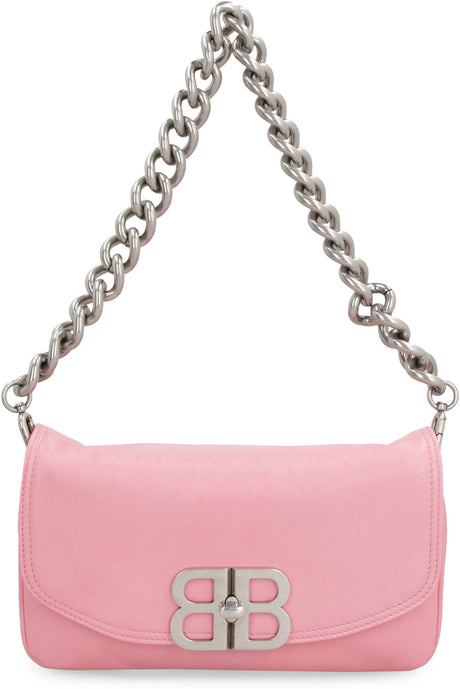 BALENCIAGA Soft Leather Crossbody Handbag | Flap Closure with Internal Zippered Pocket | Pink, FW23