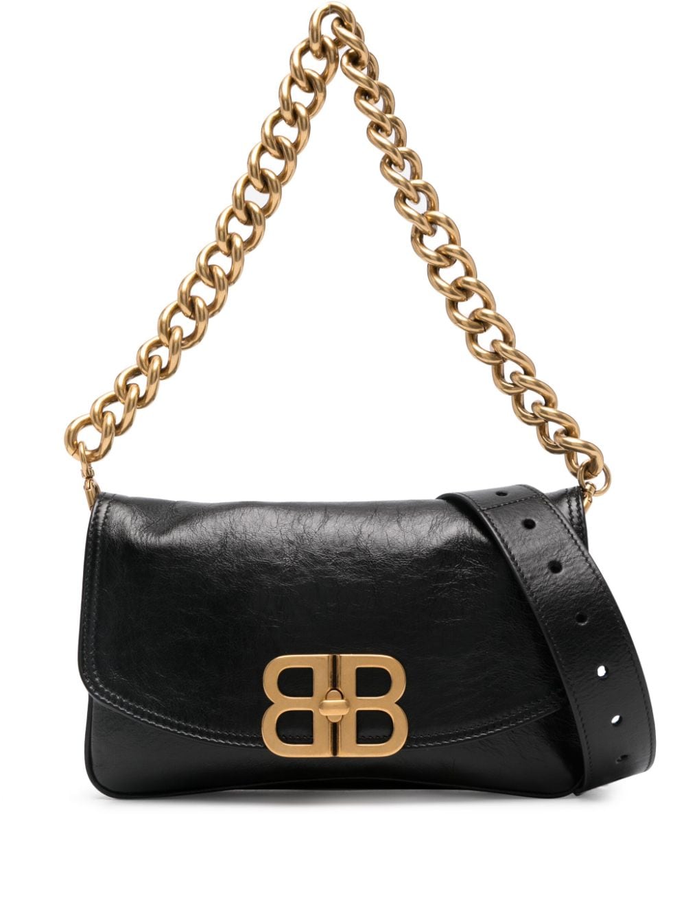 BALENCIAGA Soft Mini Leather Handbag with Chain-Link Handle