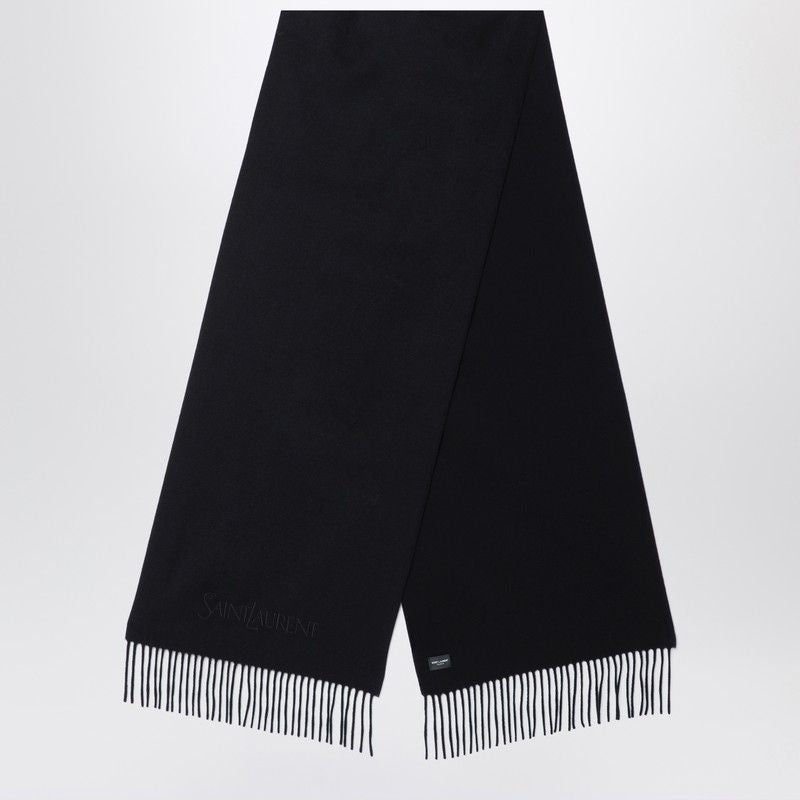 SAINT LAURENT  BLACK CASHMERE SCARF