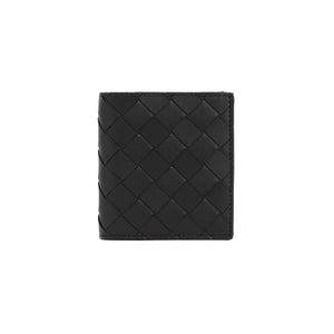 简约双层钱包-黑色皮革 | FW23