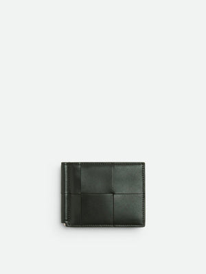 Green Calf Leather Bill Clip Wallet for Men
