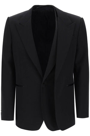 ALEXANDER MCQUEEN Tailored Wool Jacket with Silk Satin Underlay for Men