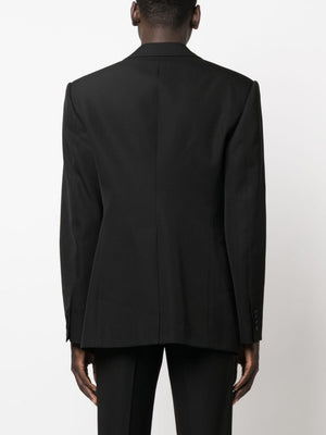 Men's Single-Breasted Black Wool Jacket for Fall/Winter 2024