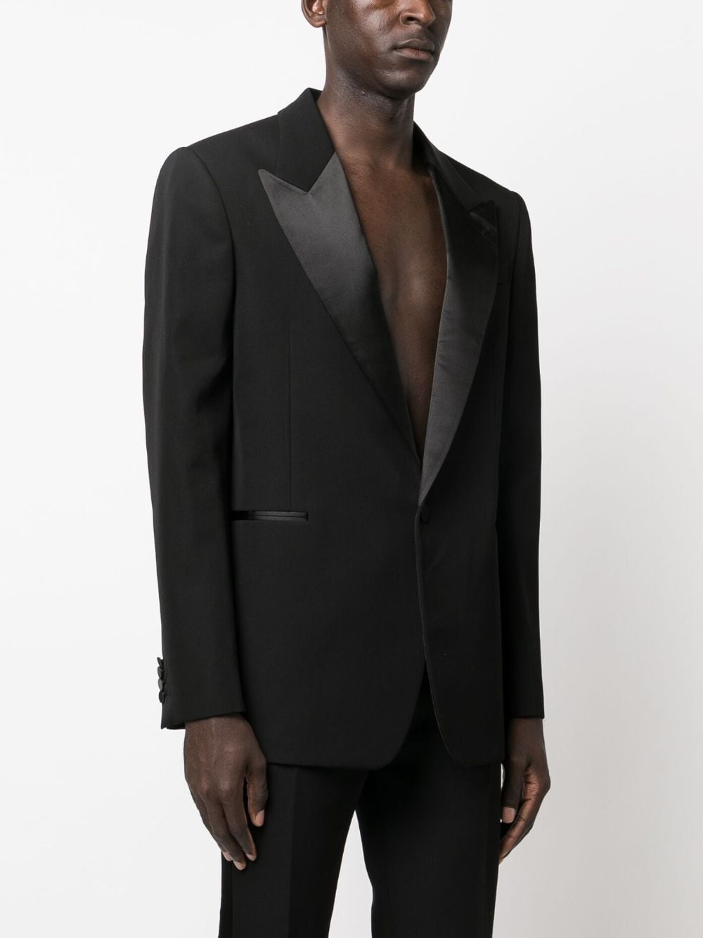 Men's Single-Breasted Black Wool Jacket for Fall/Winter 2024