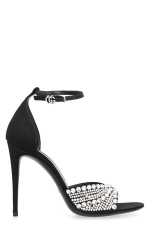 GUCCI Elegant Black Embellished Satin Sandals - Women's Fashion Item for FW23