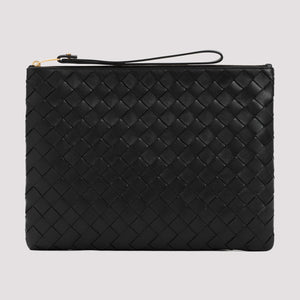 BOTTEGA VENETA Stylish Leather Flat Pouch Handbag for Women